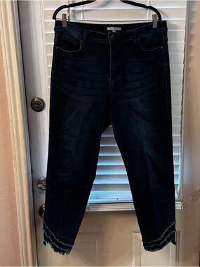 John Mark Blue Denim Jeans with Fray Detail